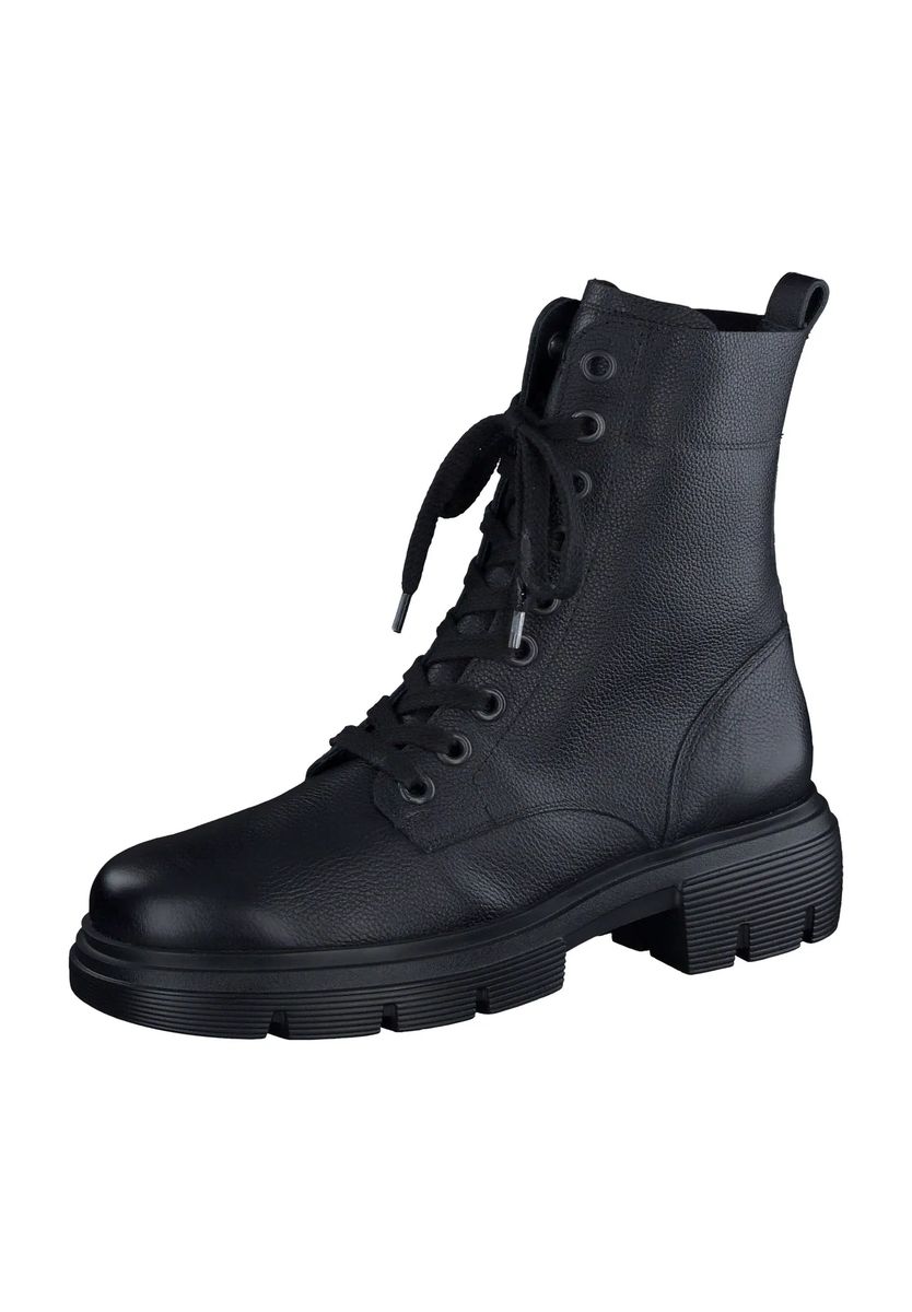 Klobige Leder-Schnürstiefeletten