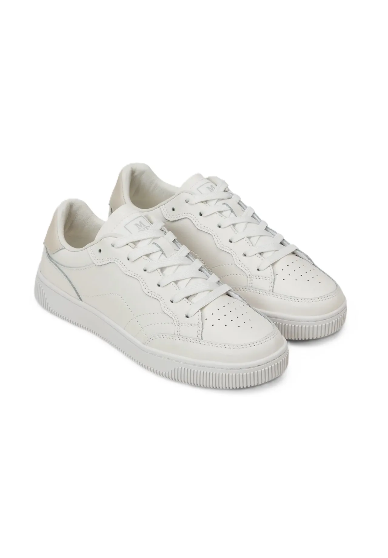 Leder-Sneaker mit Ziernähten