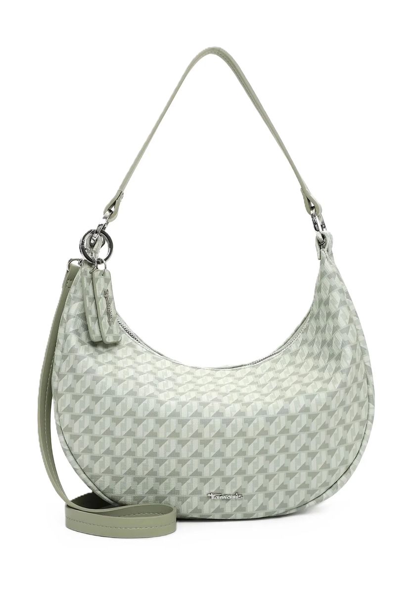 Halbmöndförmige Schultertasche mit geometrischem Muster