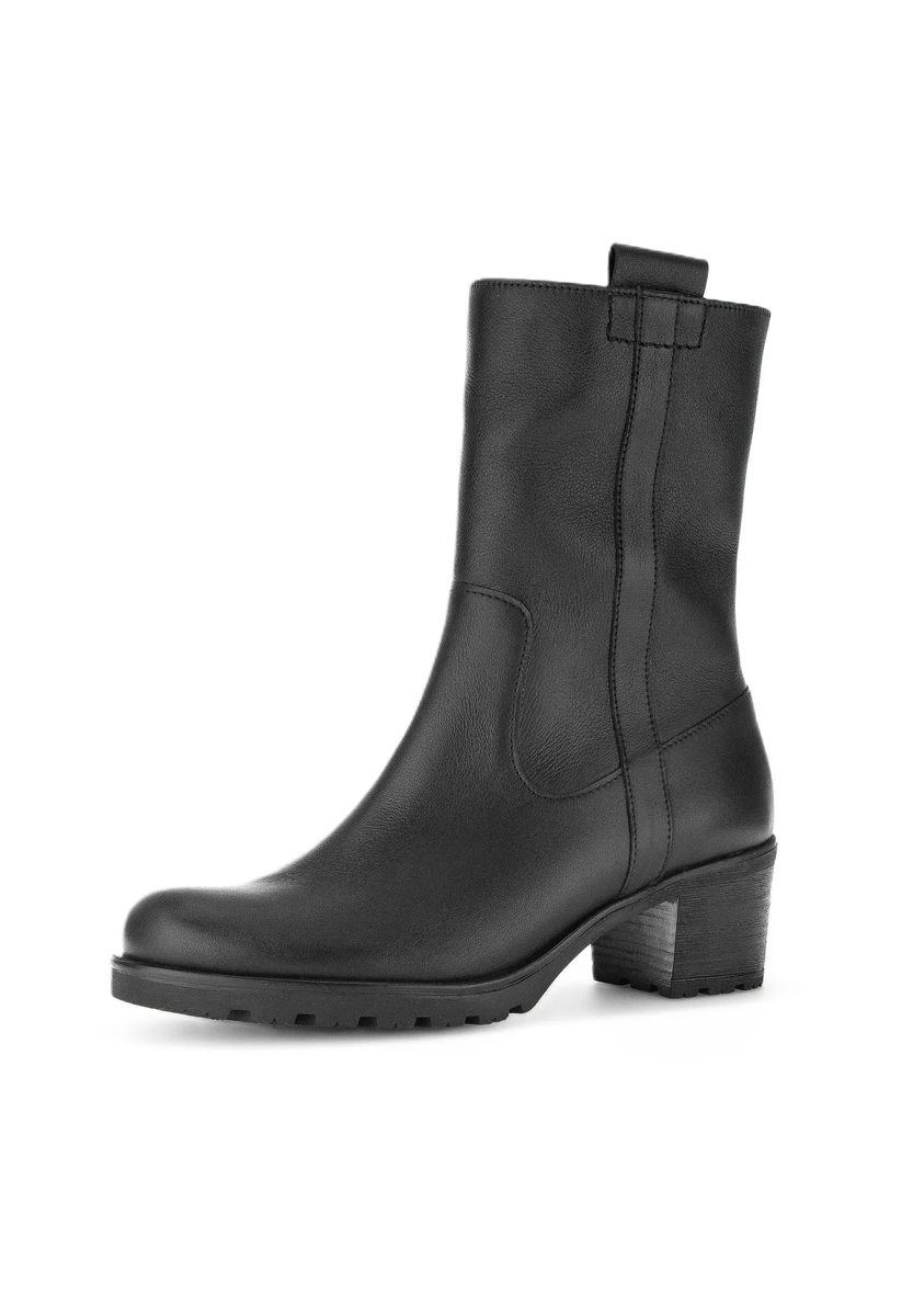 Schlichte Lederstiefeletten mit Blockabsatz