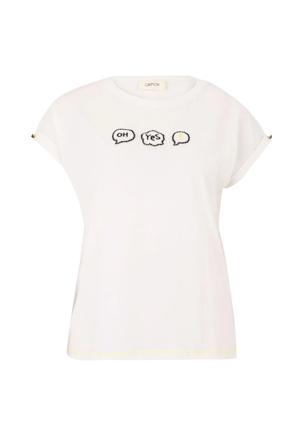 Baumwollshirt mit Grafik und Ärmelaufschlag