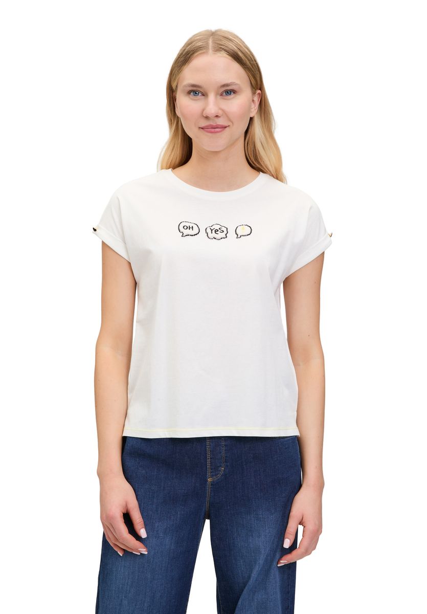 Baumwollshirt mit Grafik und Ärmelaufschlag