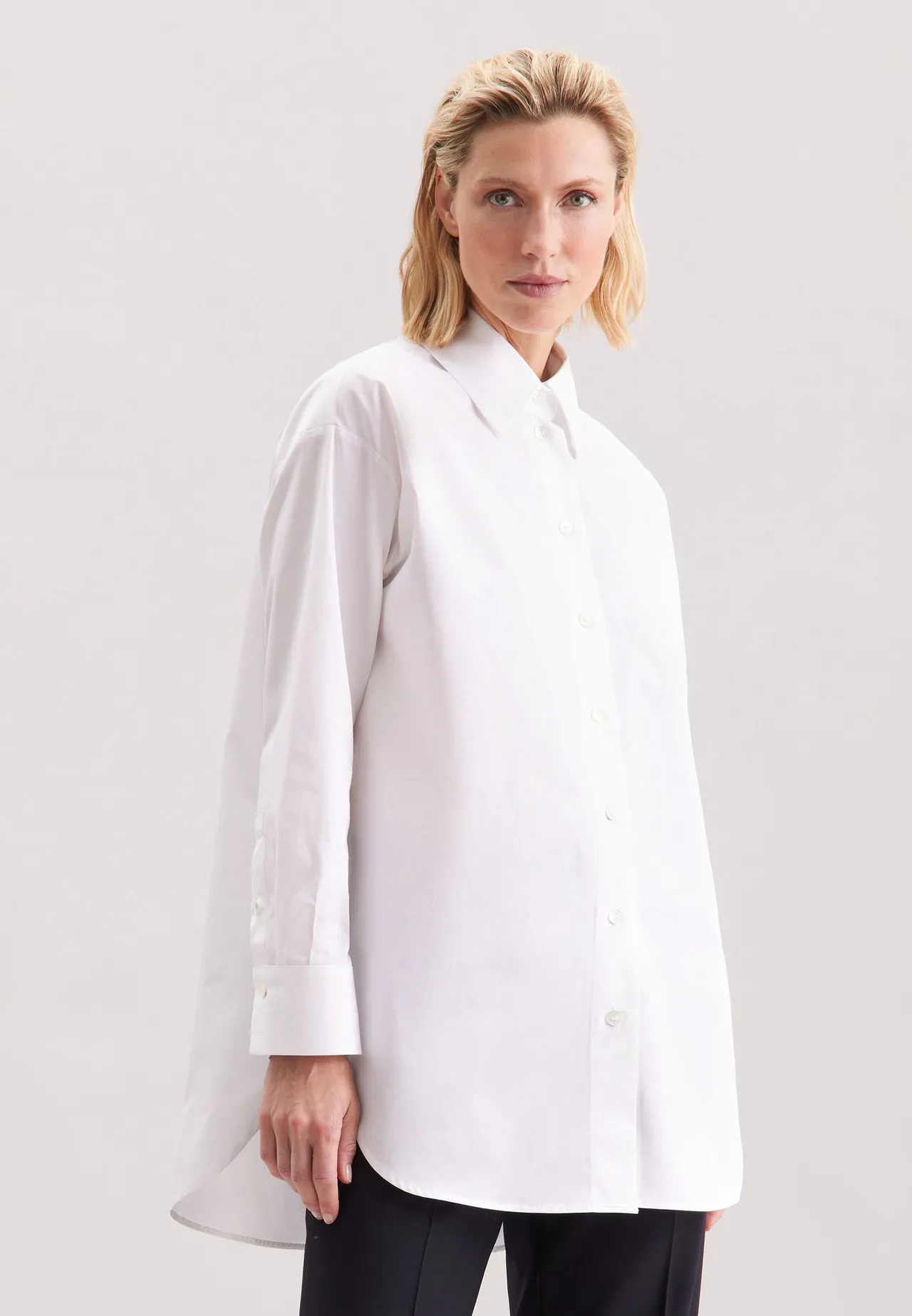 Oversized Baumwoll-Twill Longbluse