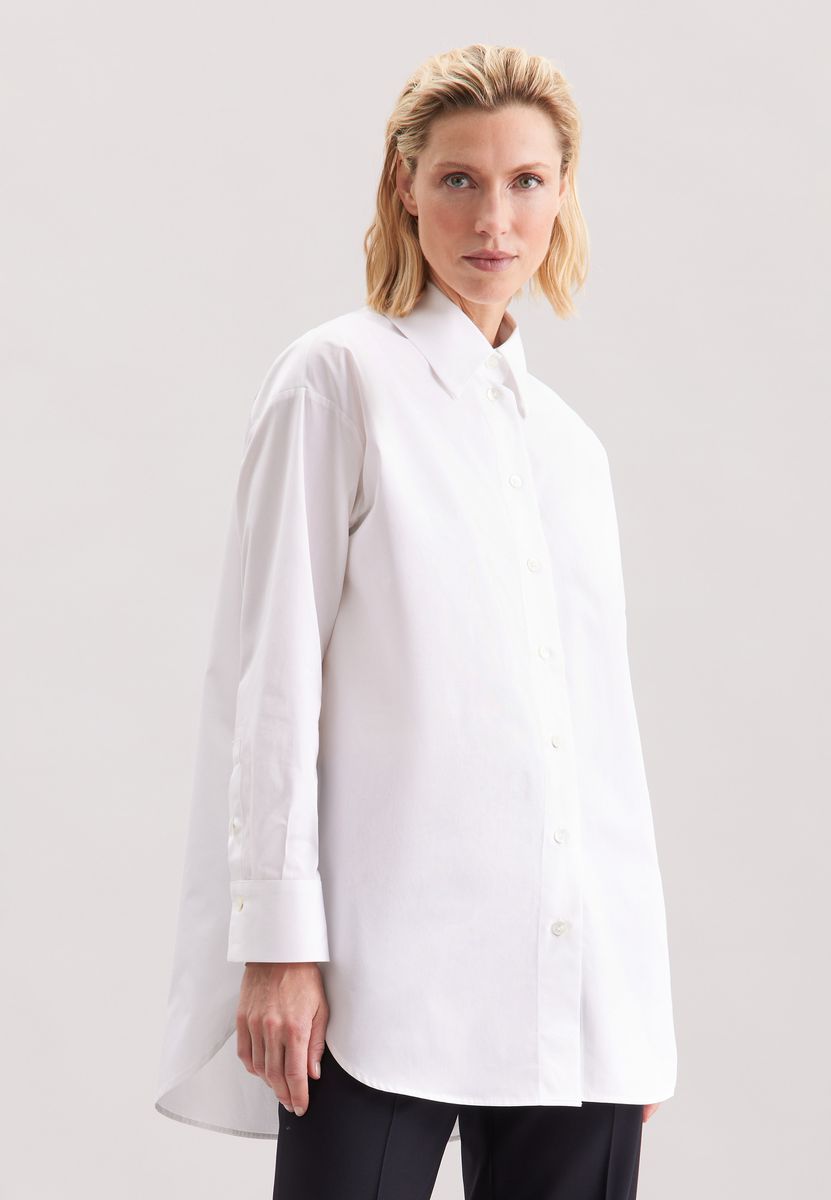 Oversized Baumwoll-Twill Longbluse