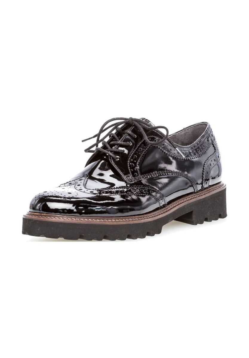 Lack-Brogues mit grober Profilsohle