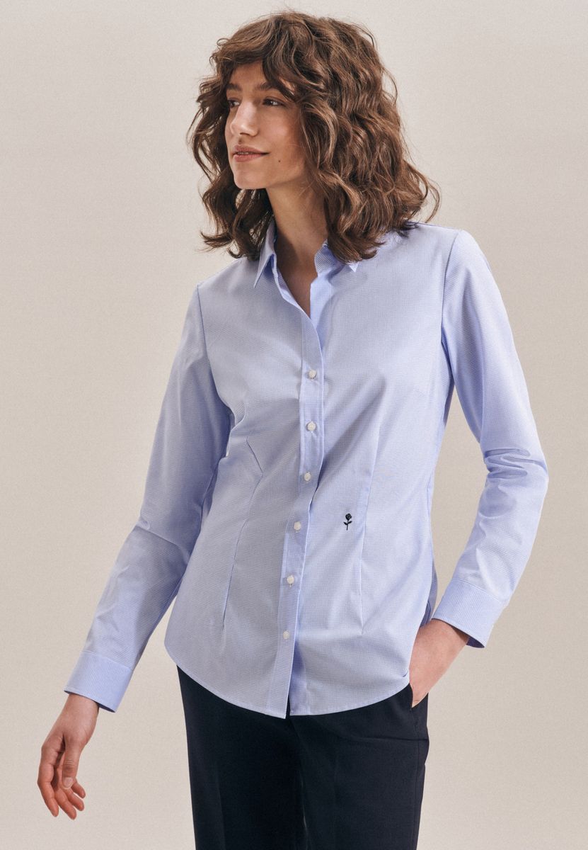 Klassische Slim Fit Baumwoll-Hemdbluse