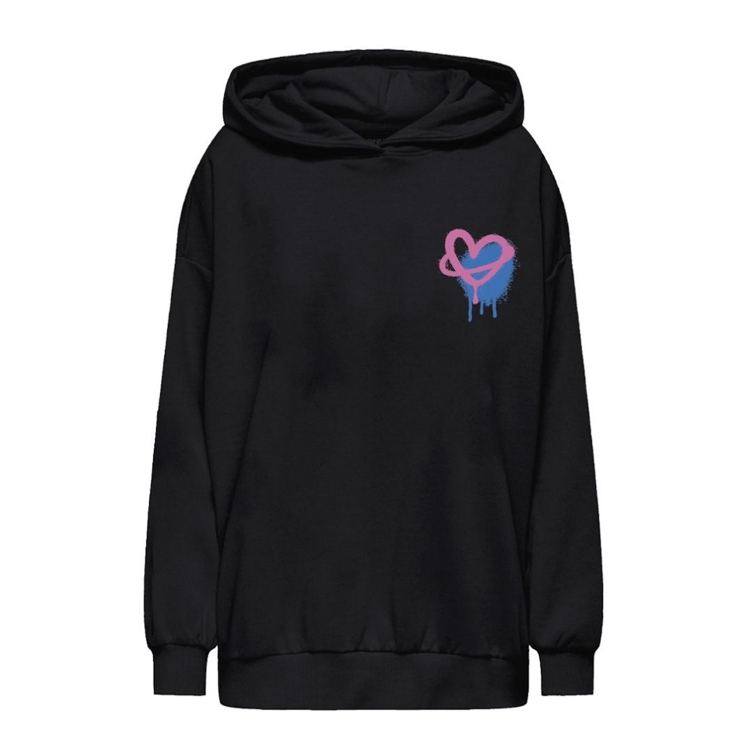 Boxy Hoodie mit Graffiti-Herz