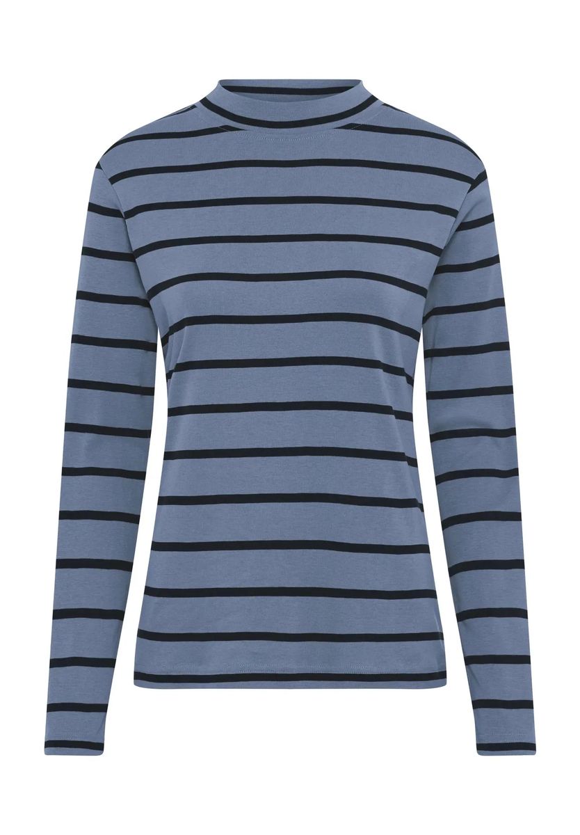 Gestreiftes Langarmshirt mit Stehkragen