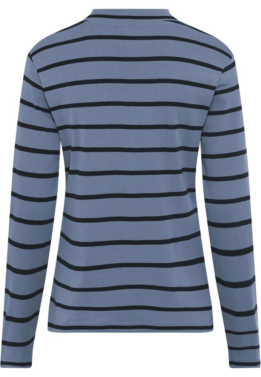 Gestreiftes Langarmshirt mit Stehkragen