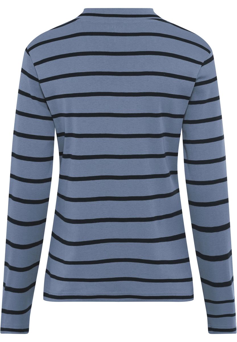 Gestreiftes Langarmshirt mit Stehkragen