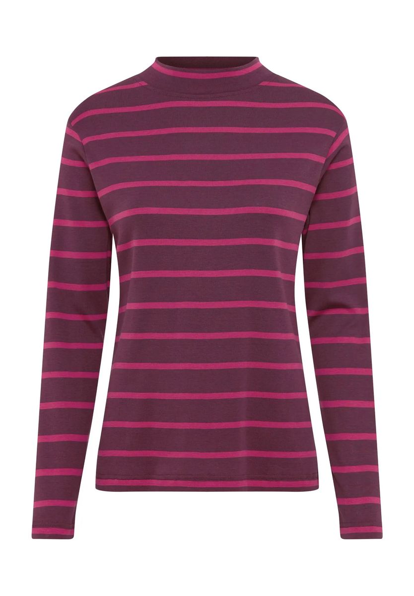 Gestreiftes Langarmshirt mit Stehkragen