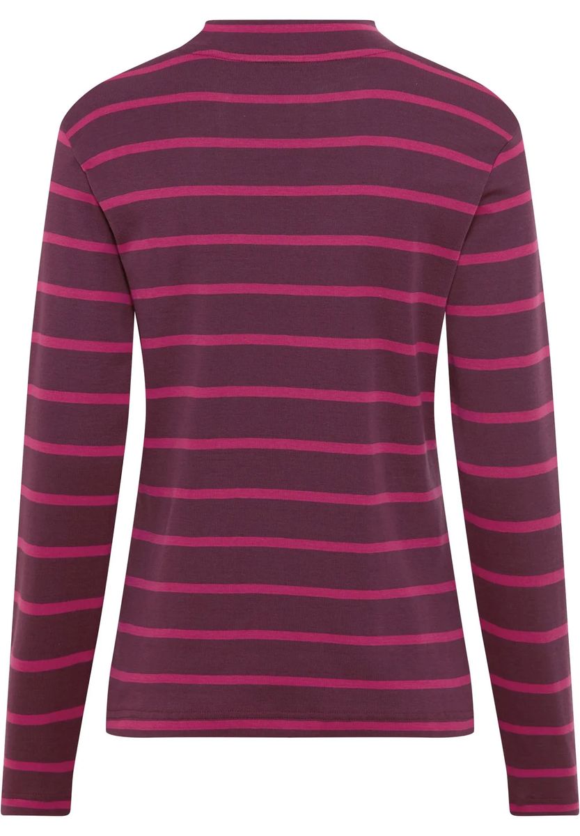 Gestreiftes Langarmshirt mit Stehkragen