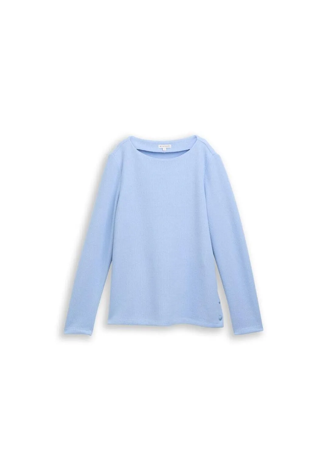 Geripptes Langarmshirt mit U-Boot-Ausschnitt