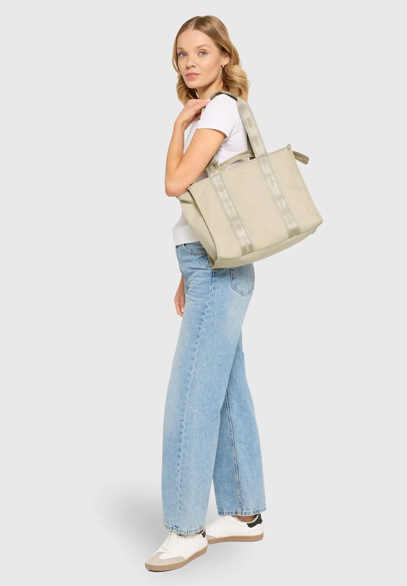 Strukturierter Canvas-Shopper mit Webriemen