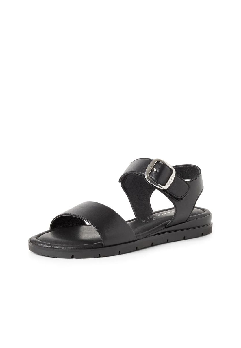 Flache Leder-Sandalen mit Knöchelriemen