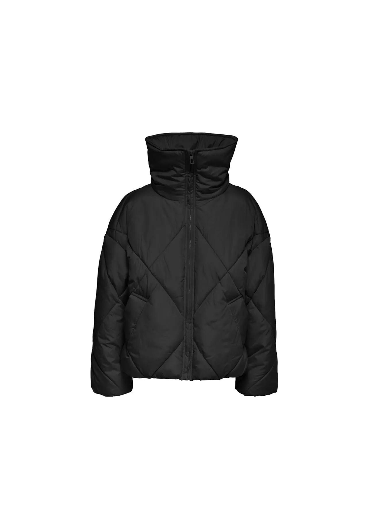 Rautengesteppte Pufferjacke mit Stehkragen