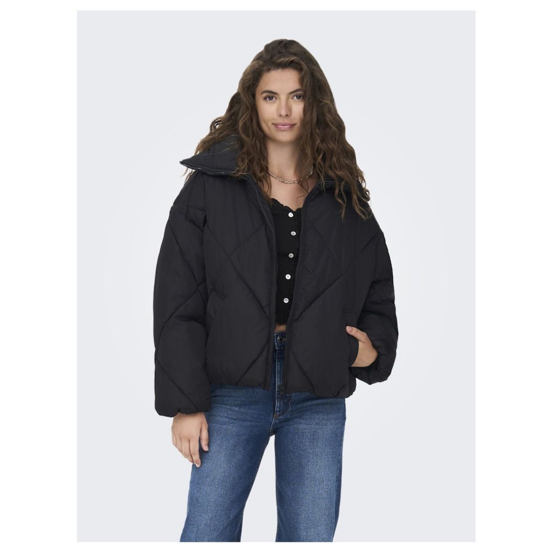 Rautengesteppte Pufferjacke mit Stehkragen