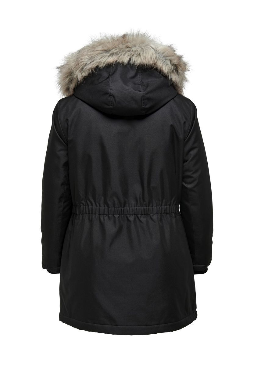 Mittellanger Parka mit Kunstfell-Kapuze