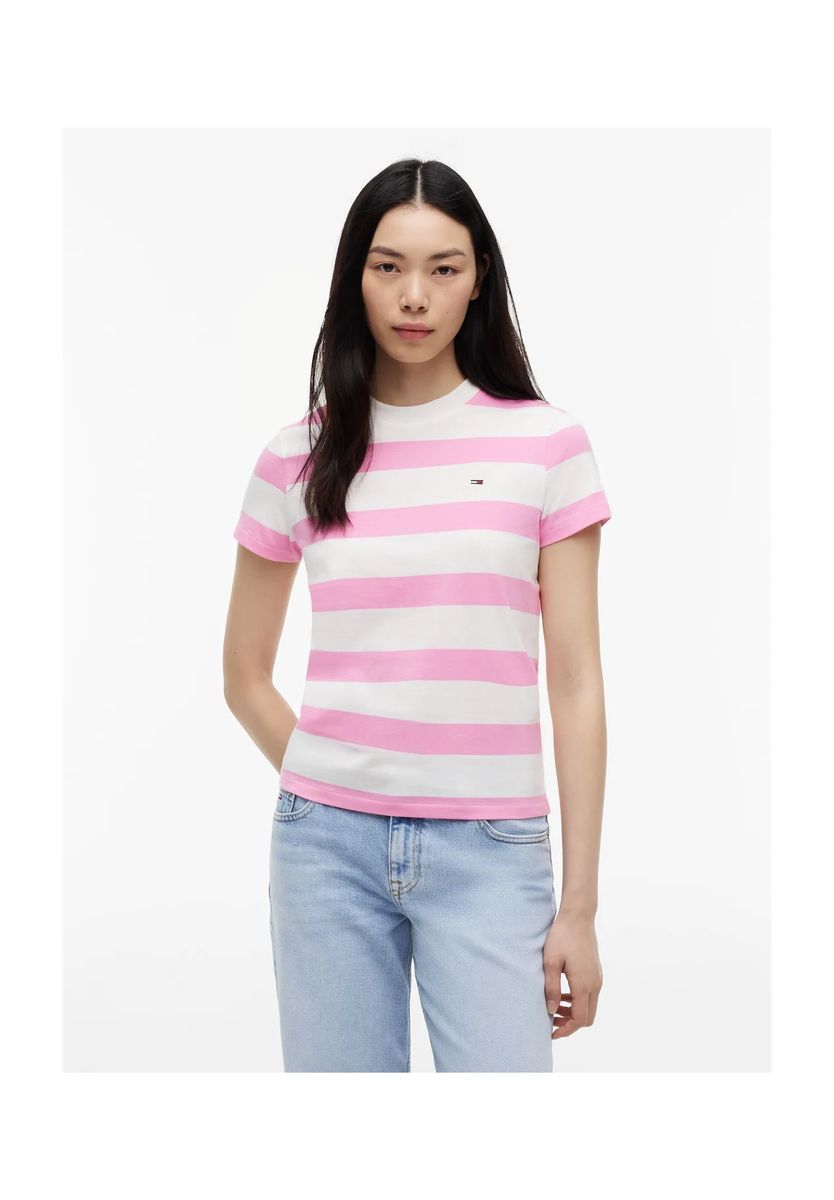Klassisches gestreiftes Baumwoll-Jersey-T-Shirt