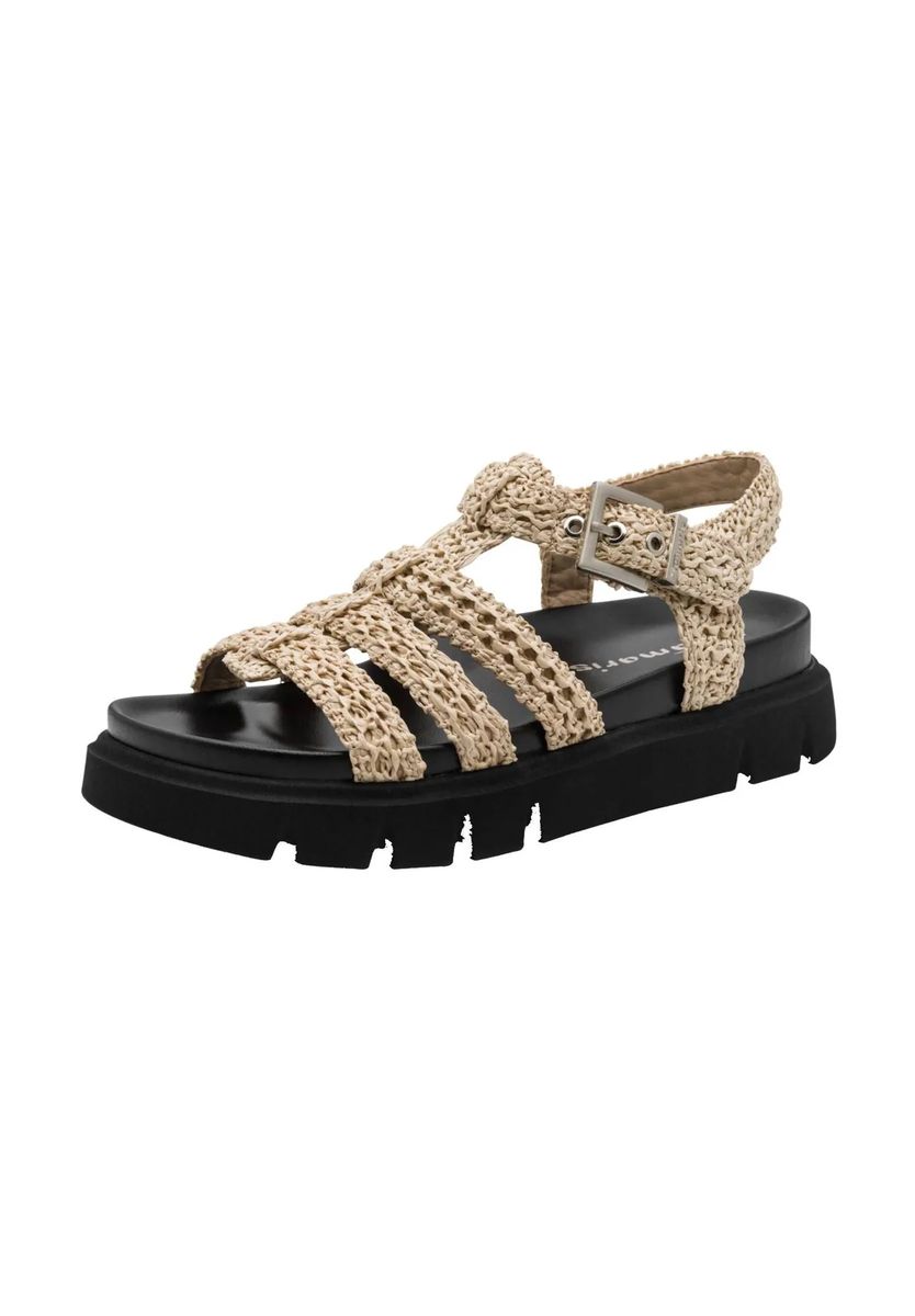 Riemchensandalen mit geflochtenem Plateau