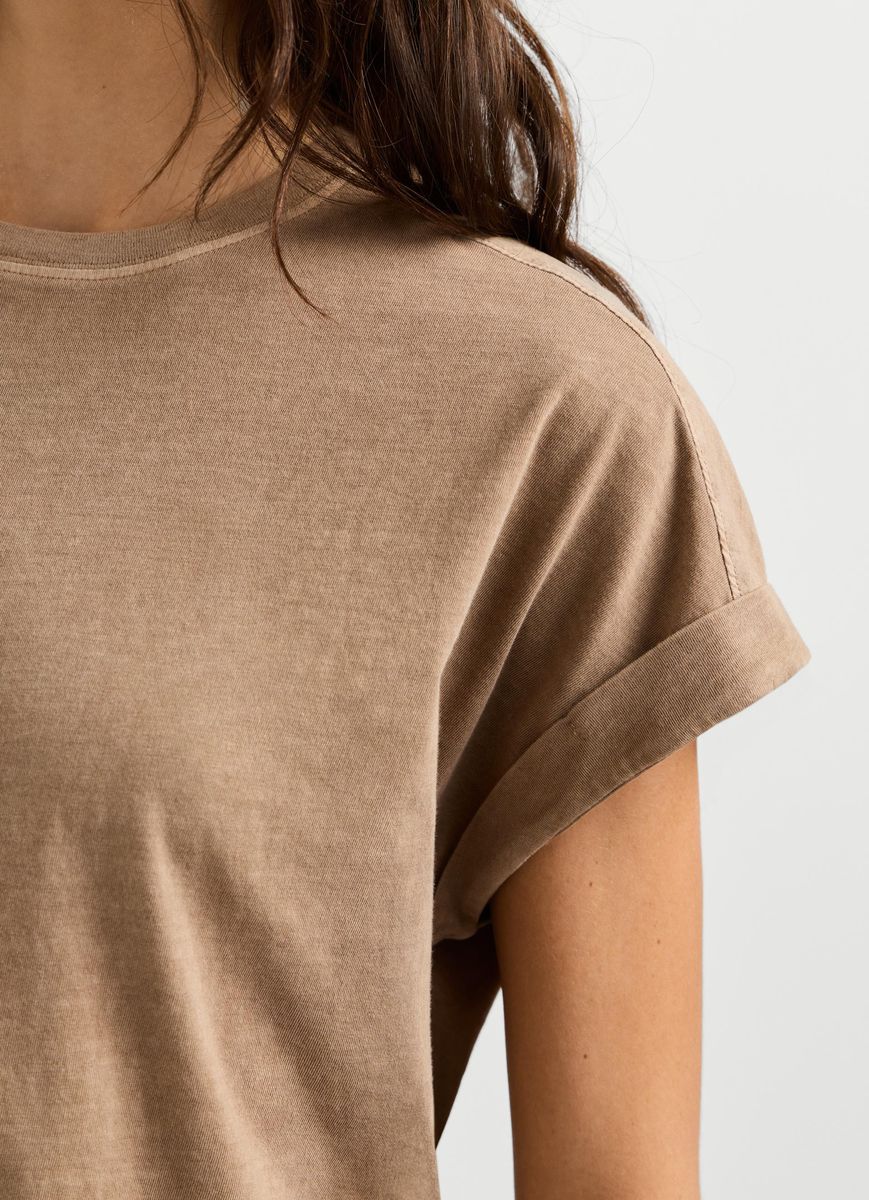 Lockeres Baumwoll-Shirt mit Umschlagärmeln