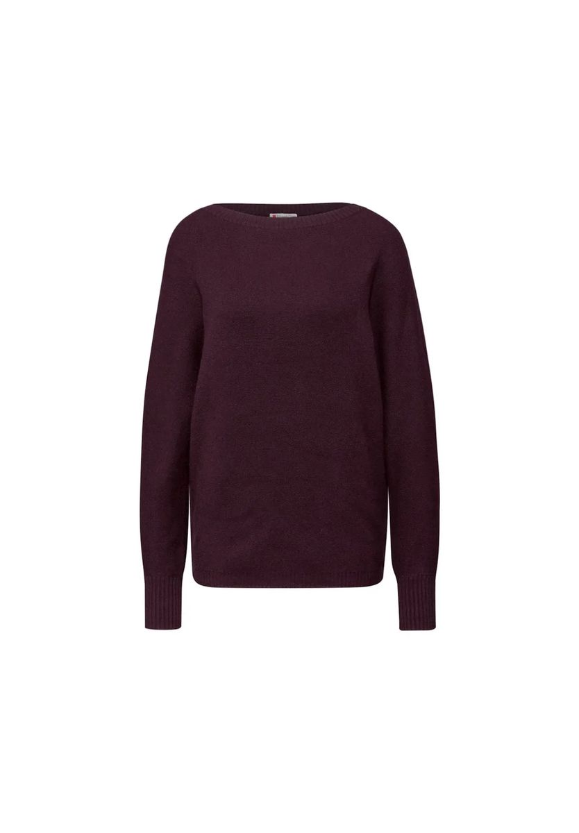 Minimalistischer Feinstrickpullover mit U-Boot-Ausschnitt