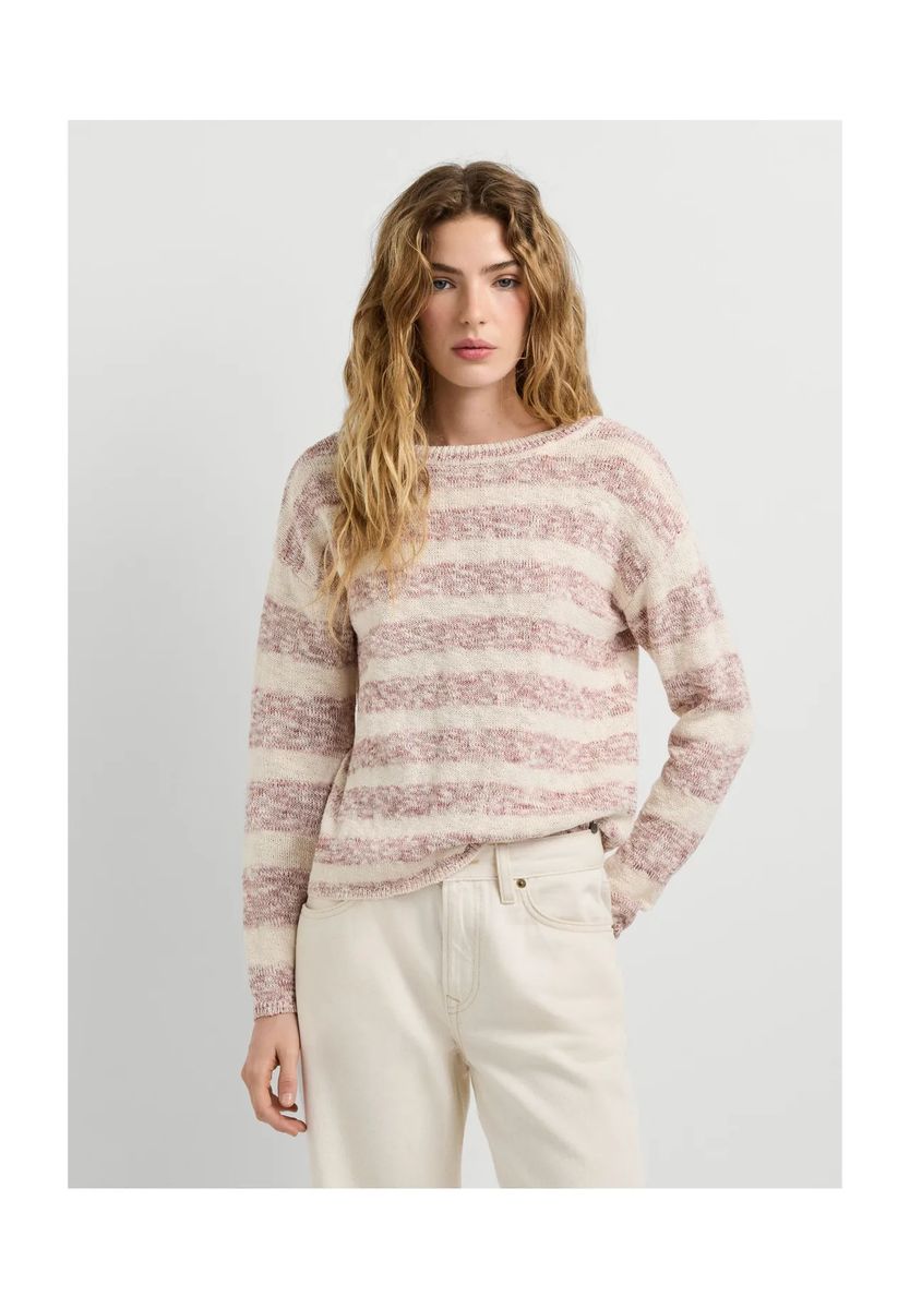 Gestreifter Strickpullover mit tiefem Rückenausschnitt