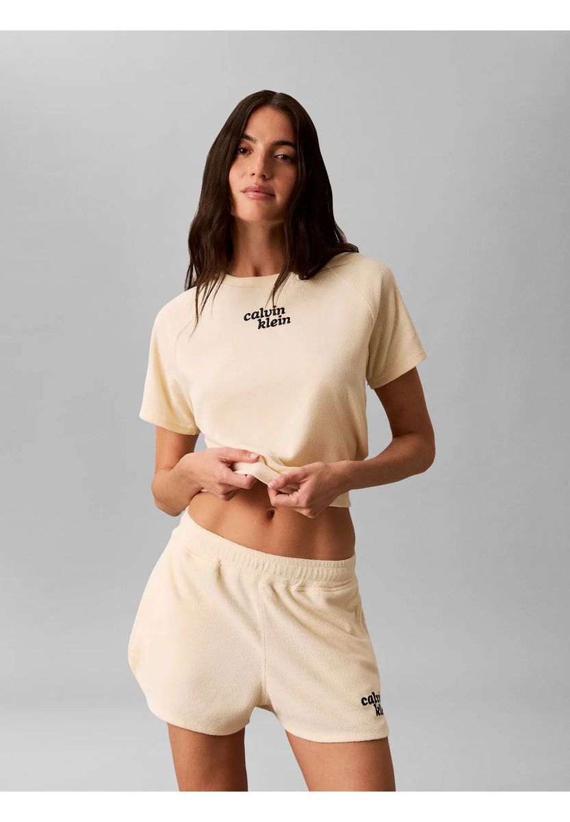 Retro-Logo Crop-Shirt aus Frottee