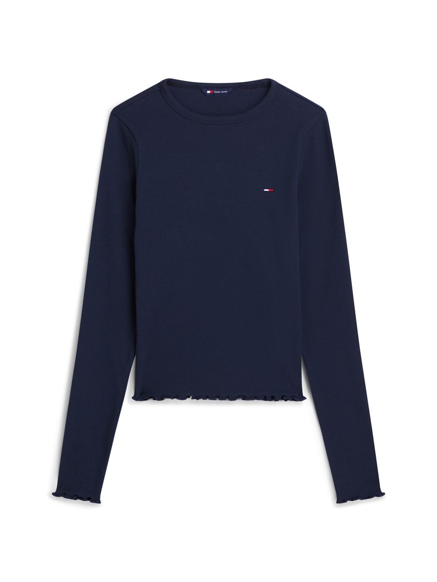 Geripptes Cropped-Langarmshirt