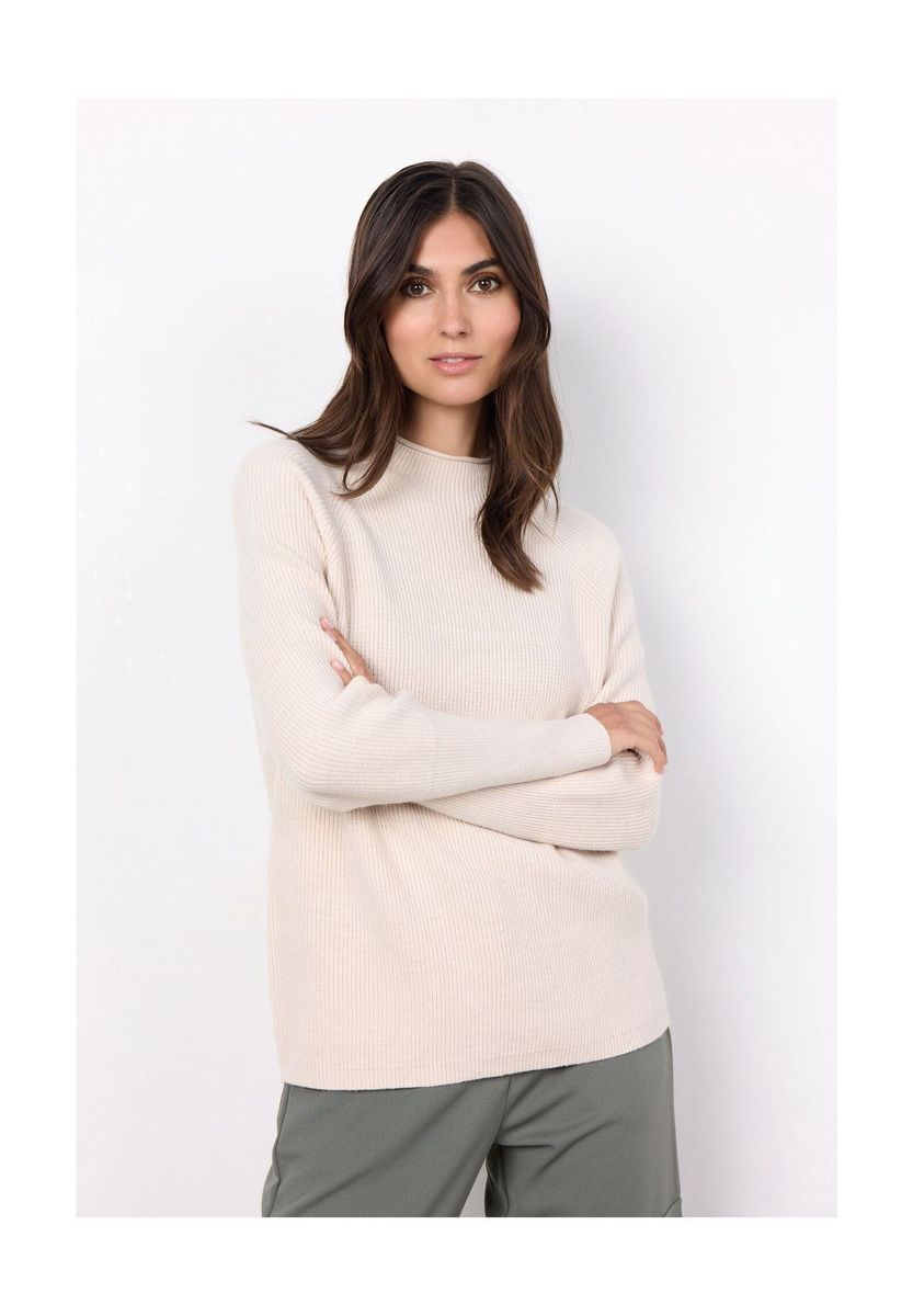 Klassischer Rippstrick-Pullover mit Stehkragen