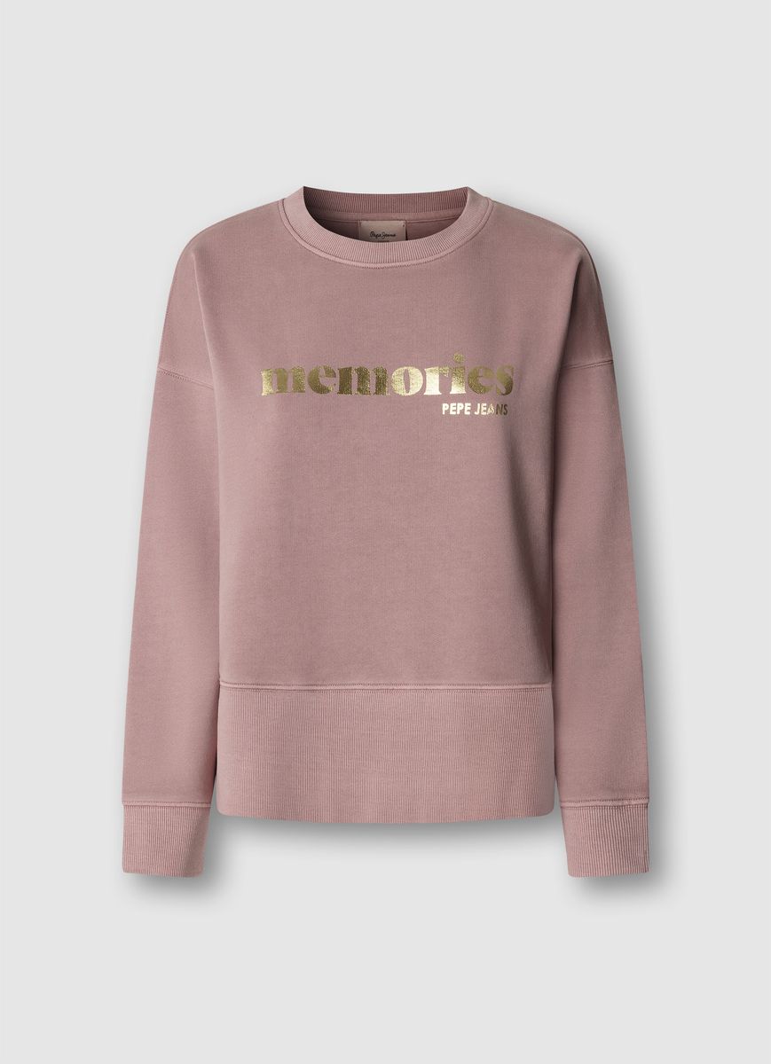 Lockerer Sweatshirt mit Metallic-Aufdruck