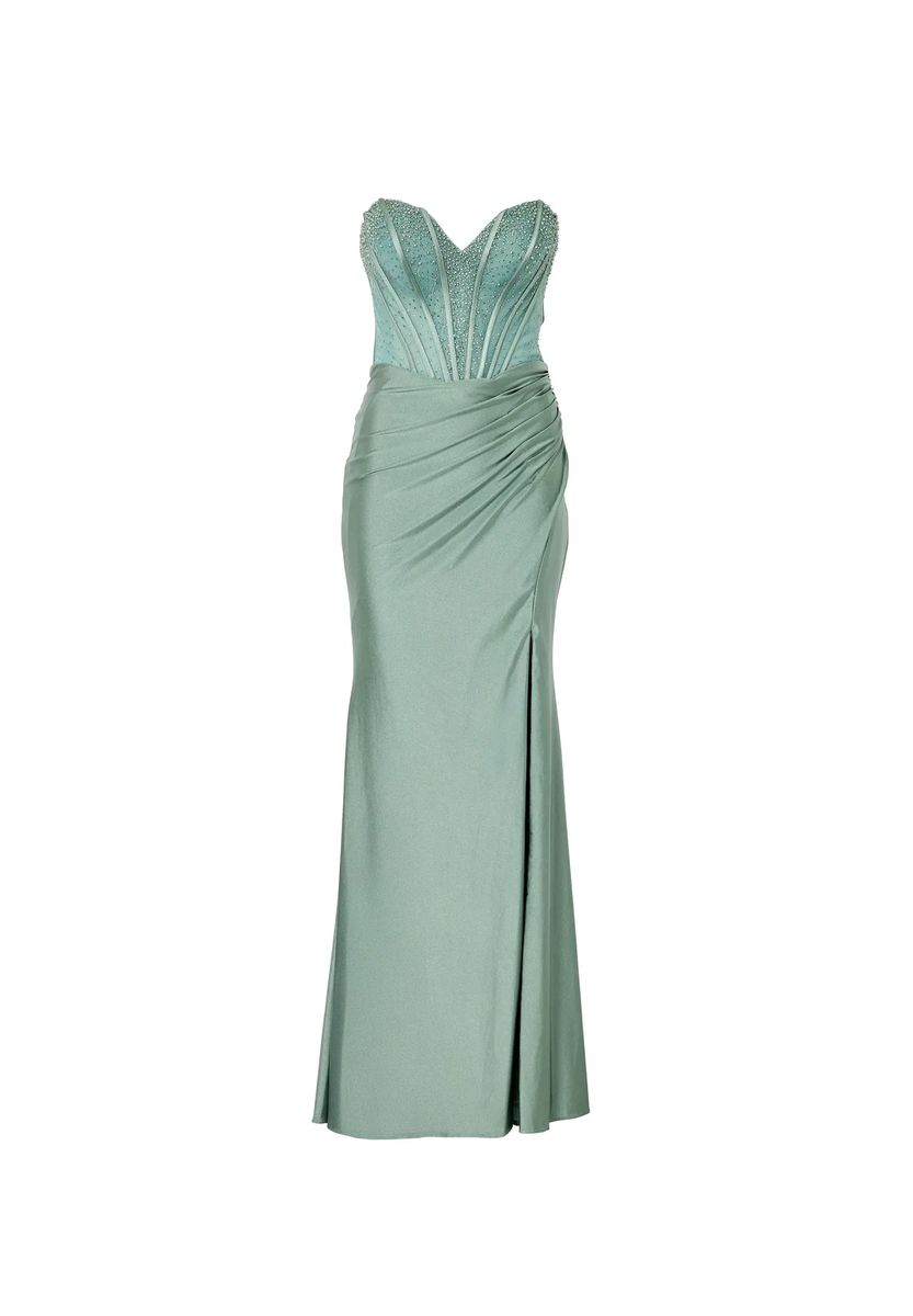 Trägerloses Corsagen-Abendkleid mit Strass