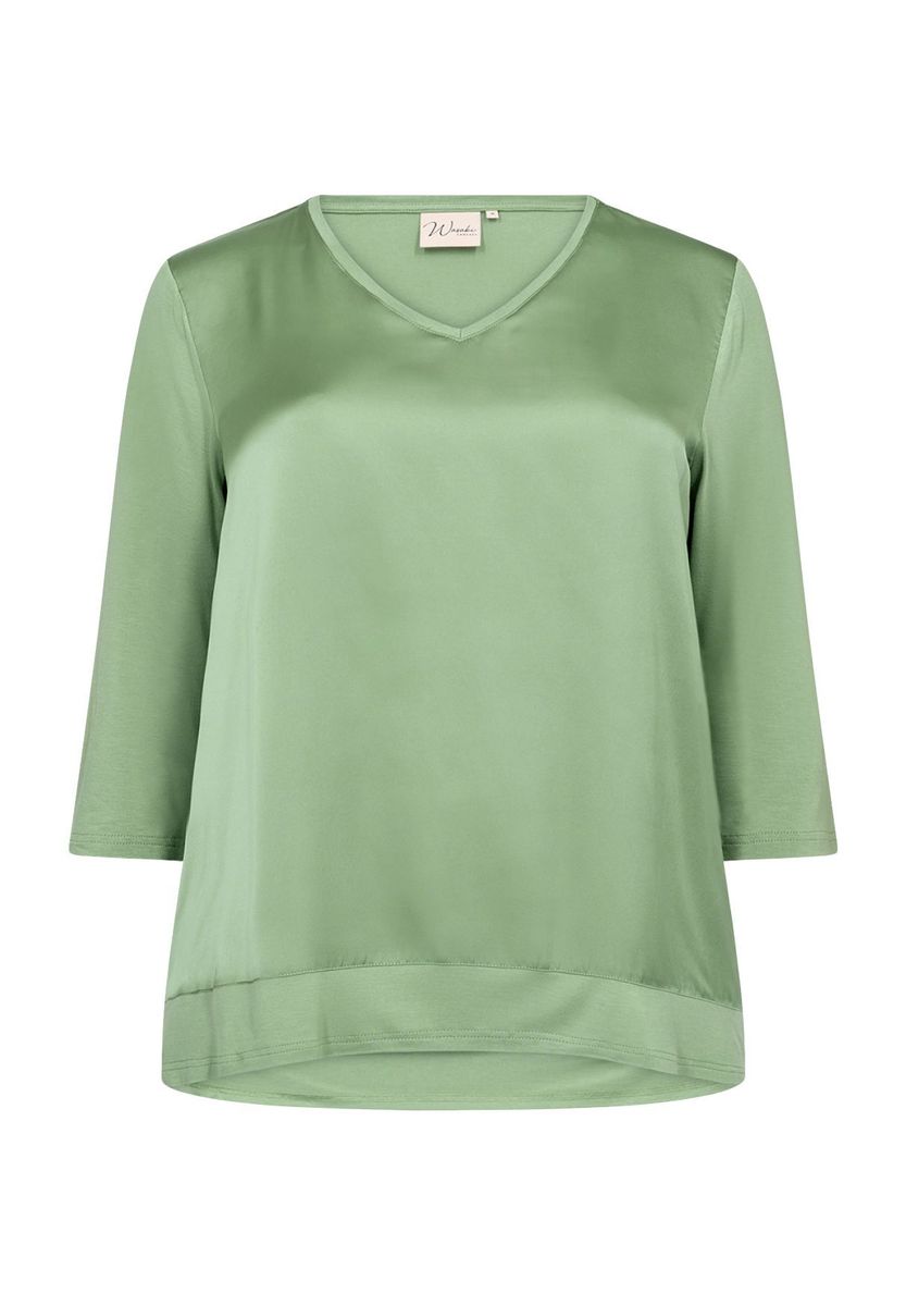V-Ausschnitt Bluse mit Satinfront