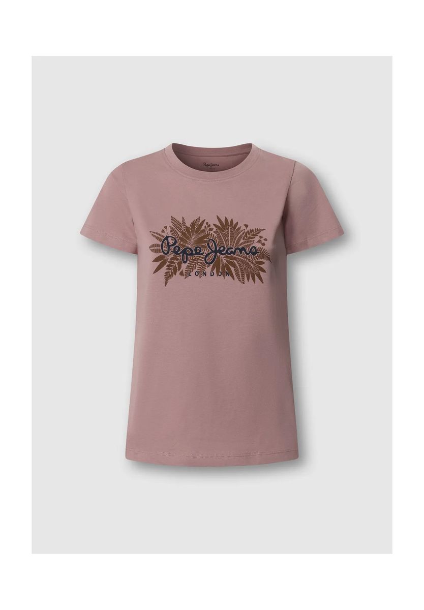 Baumwoll-T-Shirt mit botanischem Logo-Print