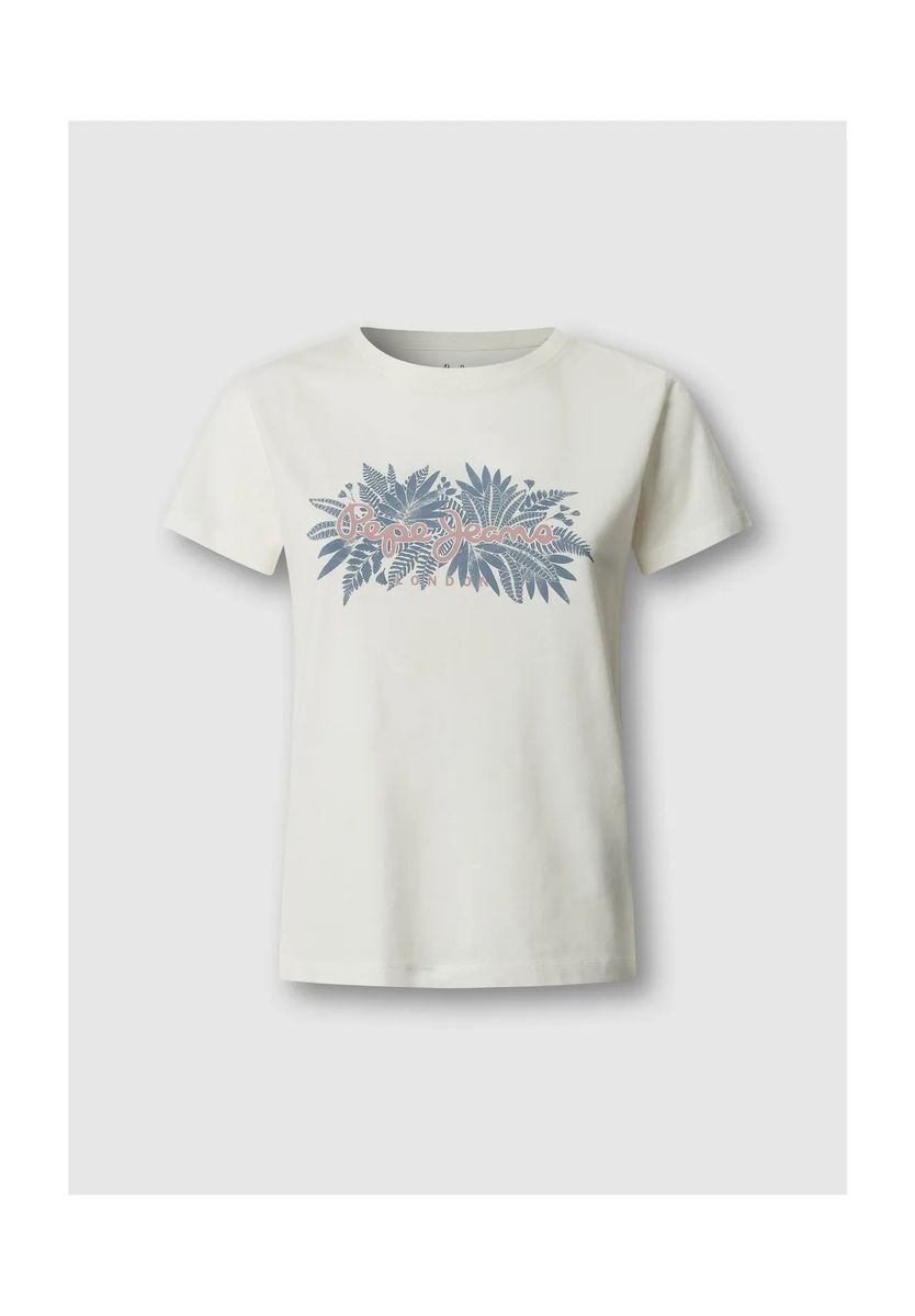 Baumwoll-T-Shirt mit tropischem Print