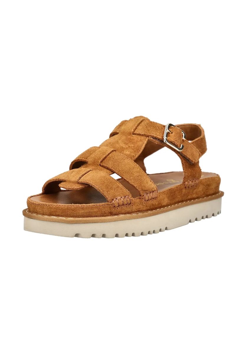 Riemchen-Plateausandalen aus Veloursleder