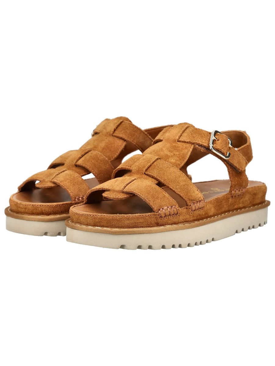 Riemchen-Plateausandalen aus Veloursleder