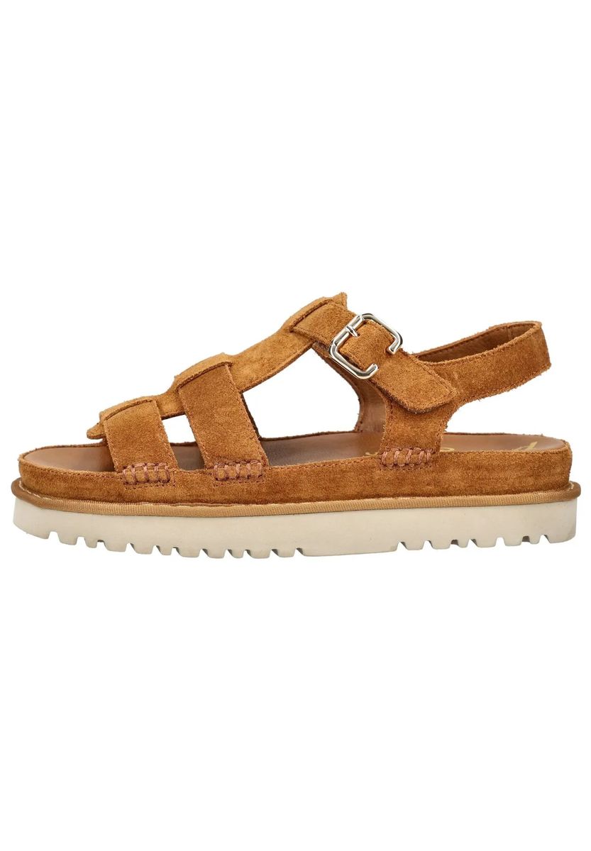 Riemchen-Plateausandalen aus Veloursleder