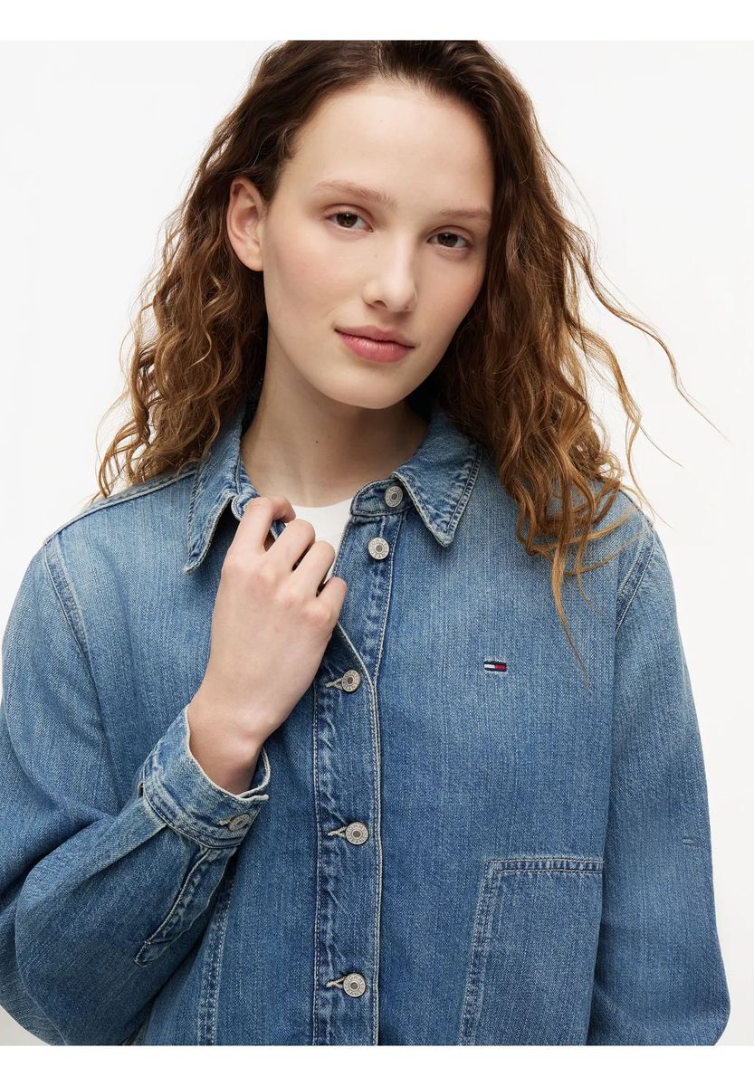 Kurze Jeansjacke mit Kordelzug