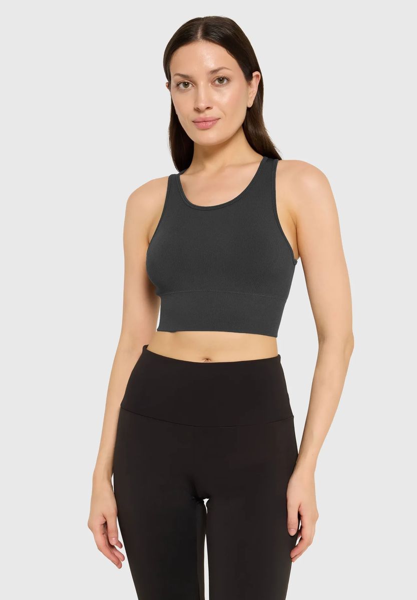 Nahtloses geripptes Sport-Crop-Top