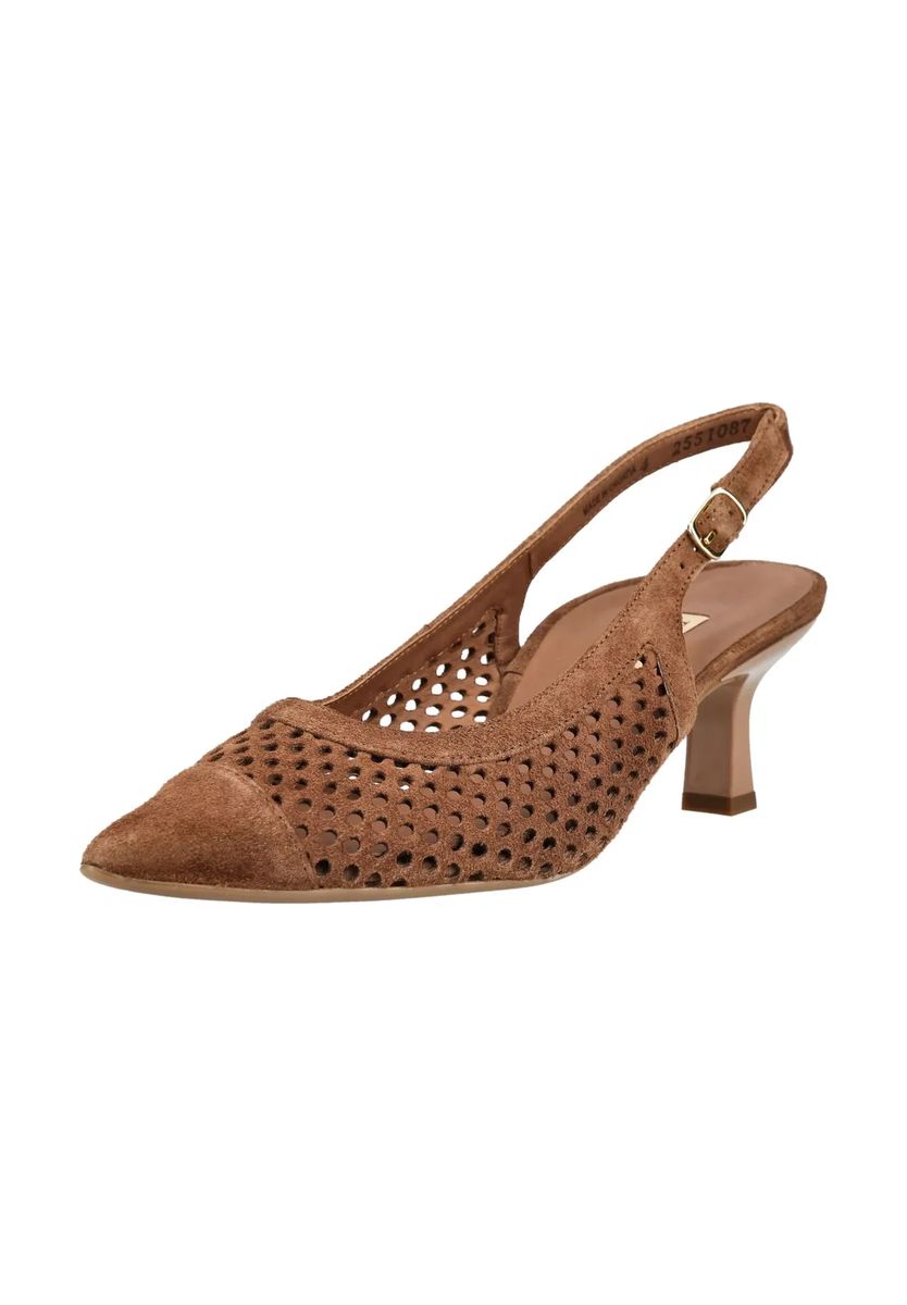 Perforierte Slingback-Pumps aus Wildleder
