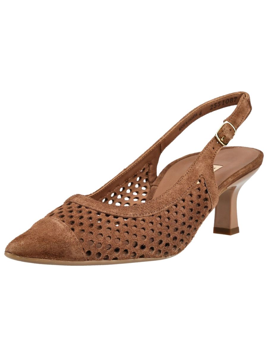 Perforierte Slingback-Pumps aus Wildleder