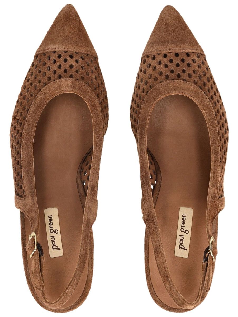 Perforierte Slingback-Pumps aus Wildleder