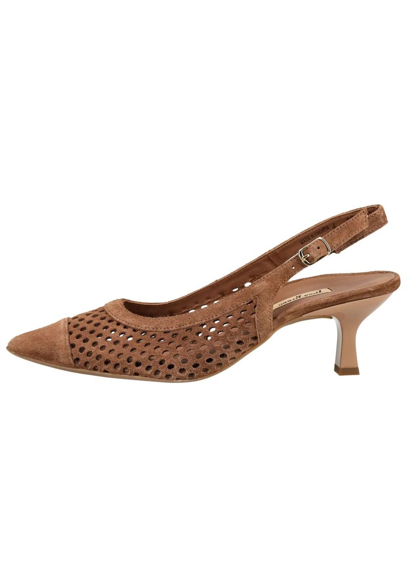 Perforierte Slingback-Pumps aus Wildleder