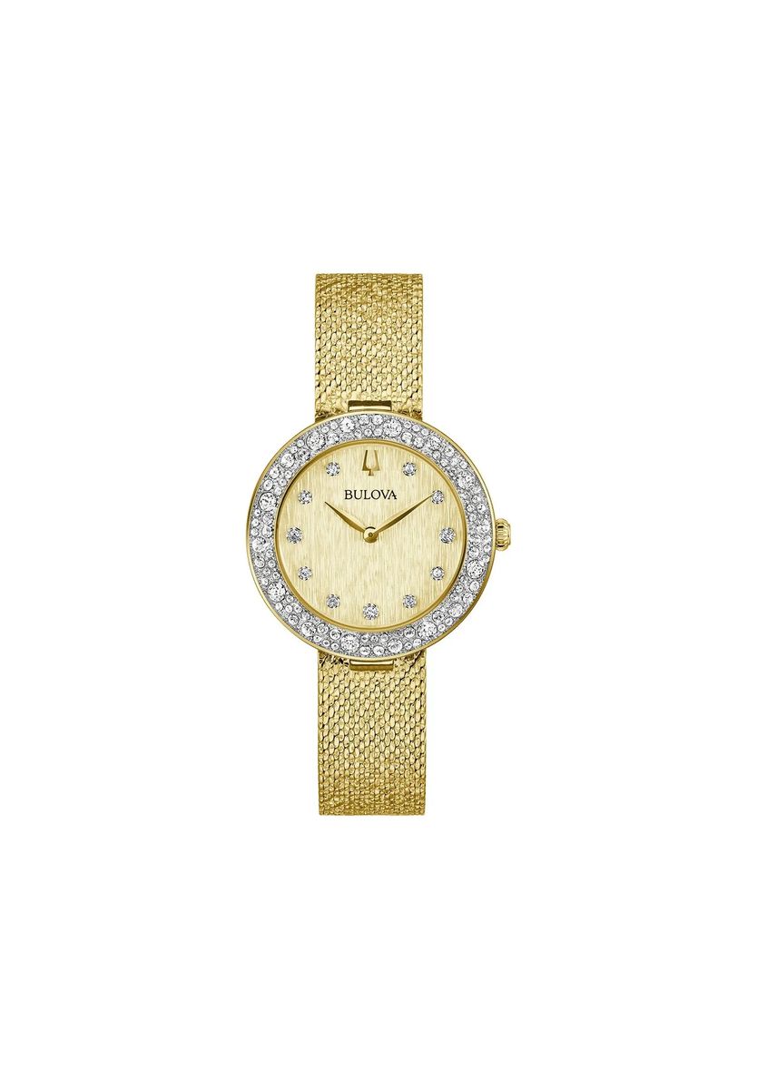 Kristallbesetzte Uhr mit Mesh-Armband