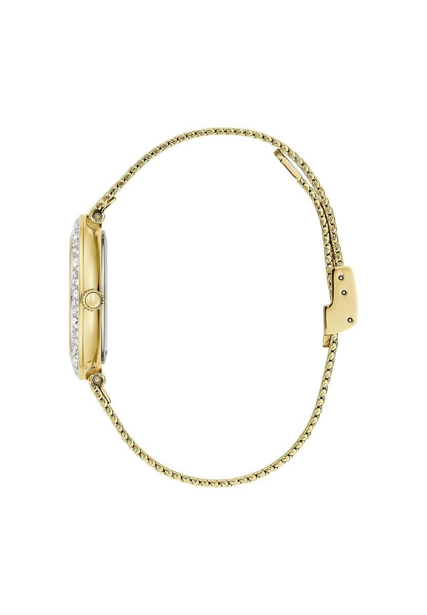 Kristallbesetzte Uhr mit Mesh-Armband