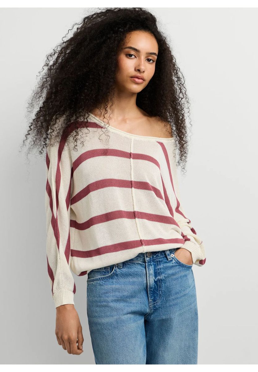 Oversized Gestreifter Baumwoll-Pullover