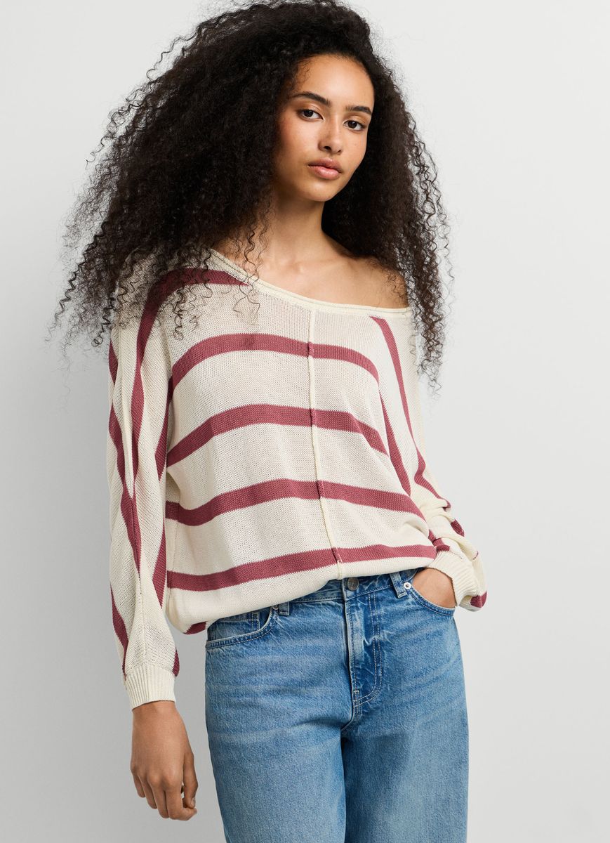 Oversized Gestreifter Baumwoll-Pullover
