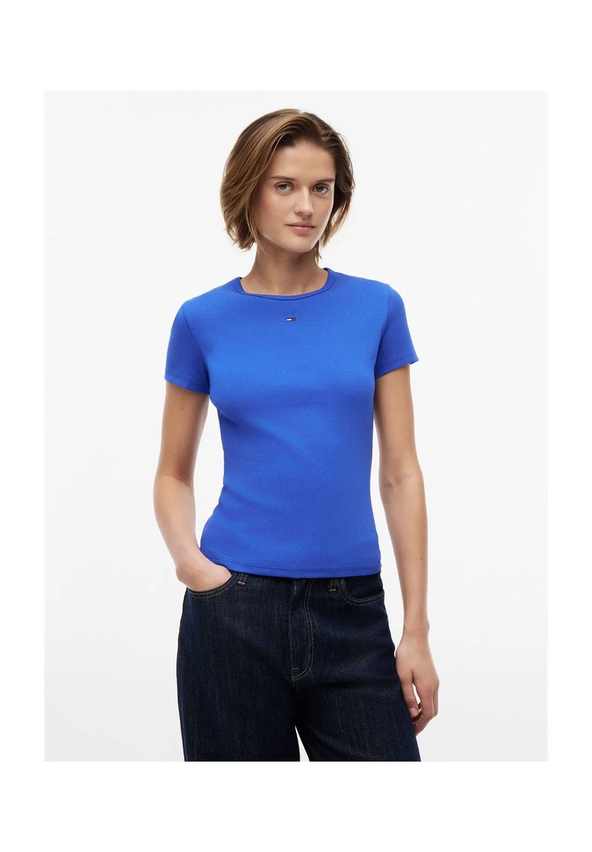 Tailliertes T-Shirt mit Rippenstruktur