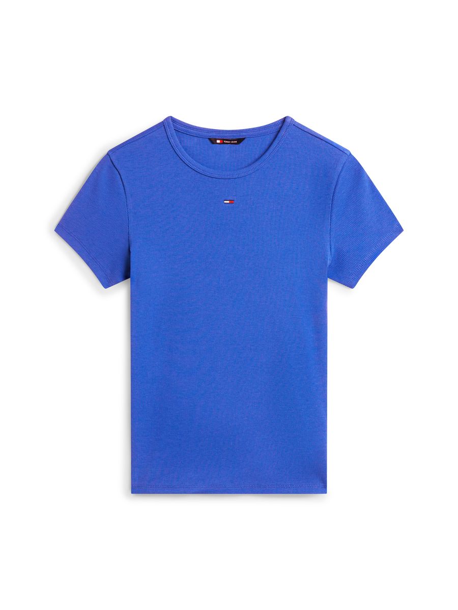 Tailliertes T-Shirt mit Rippenstruktur